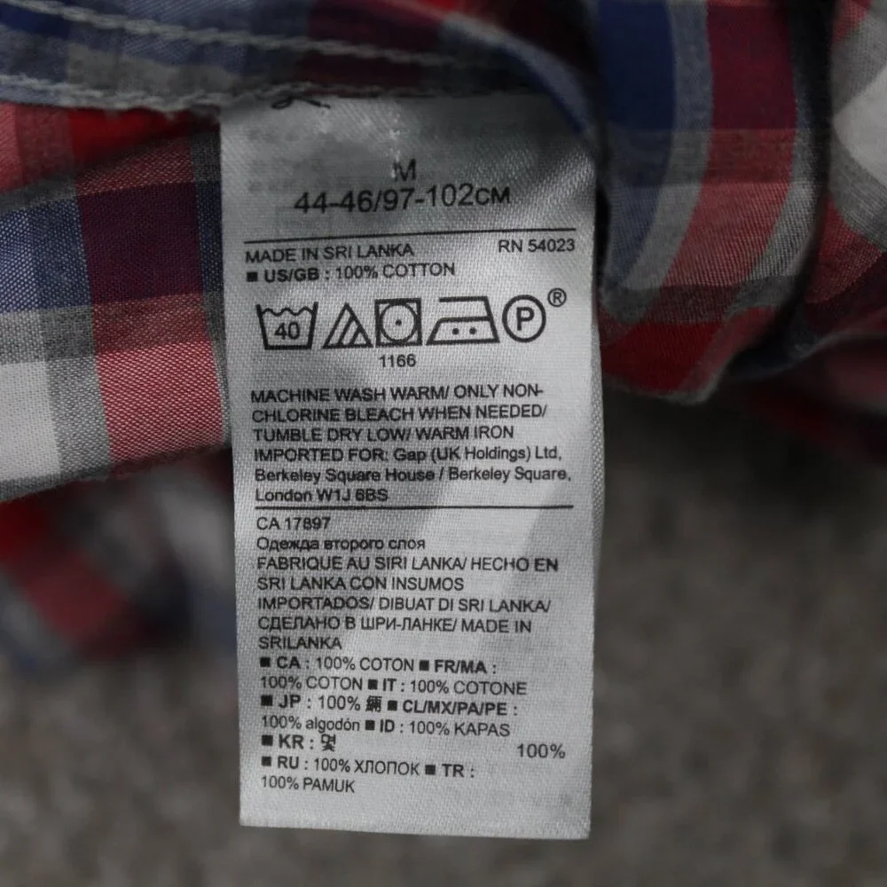 Banana Republic Camden Fit Shirt Mens Medium Red/Blue Custom 078 Wash L/S Cotton